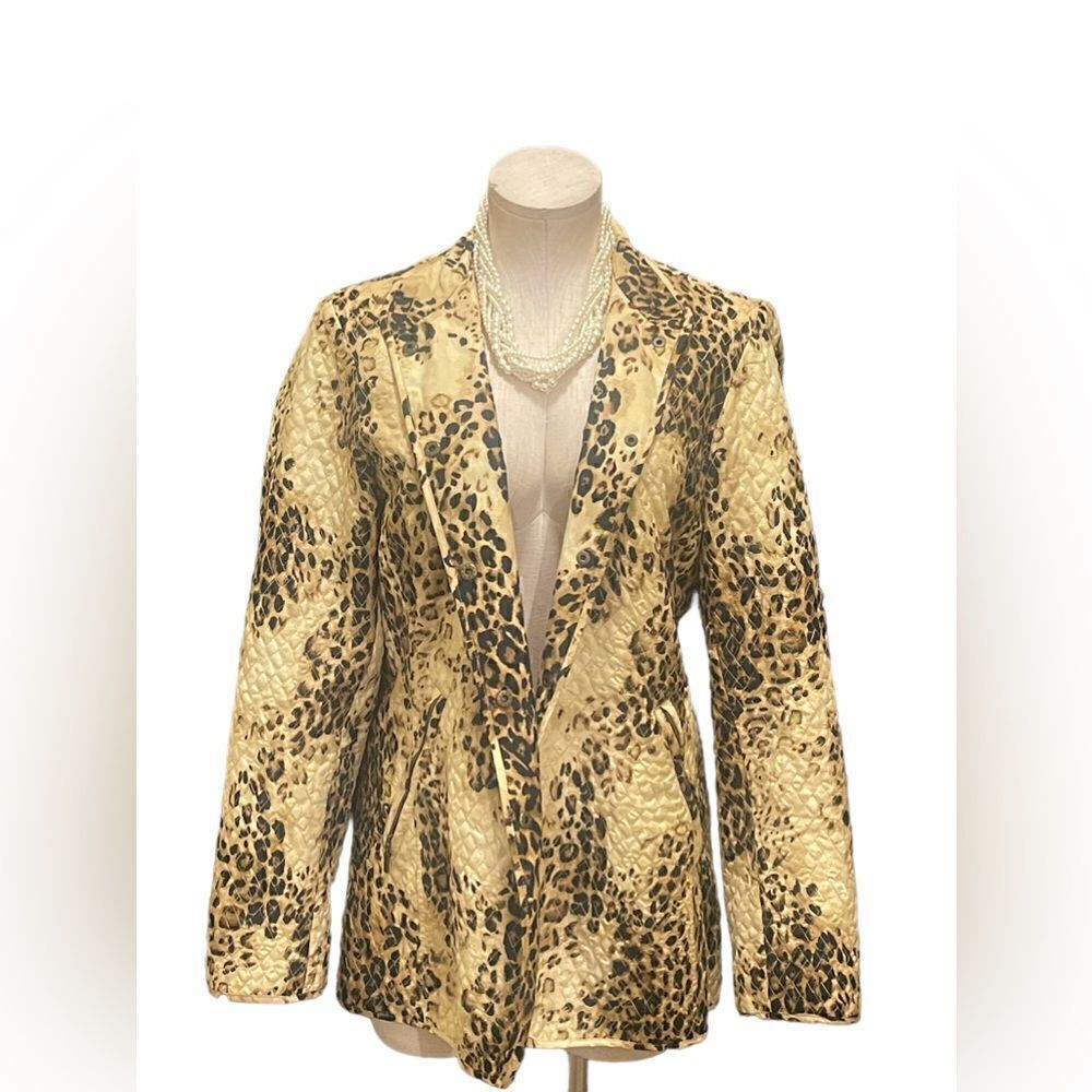 Chic Vintage Animal Print Button-Up Jacket by Studio Liz Claiborne